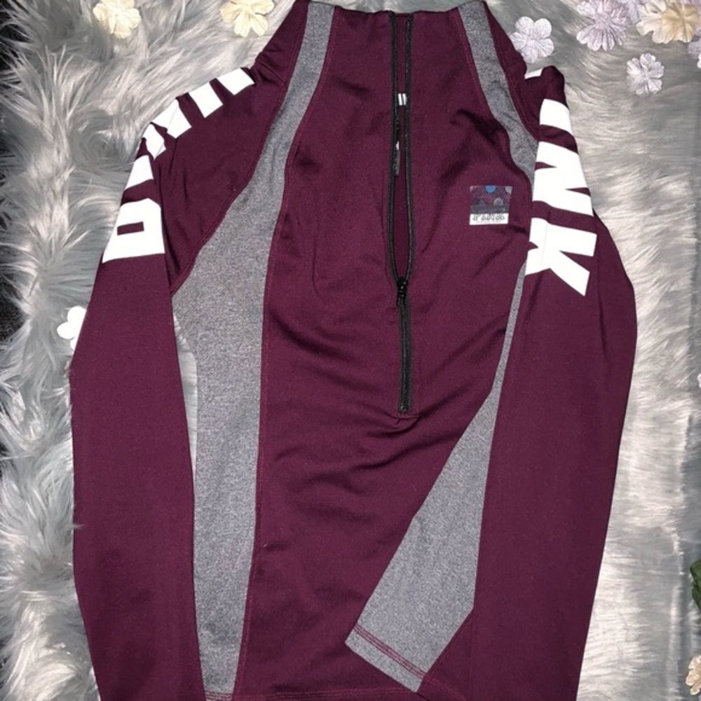 PINK Victoria's Secret Burgundy and Gray Cowl Sweater